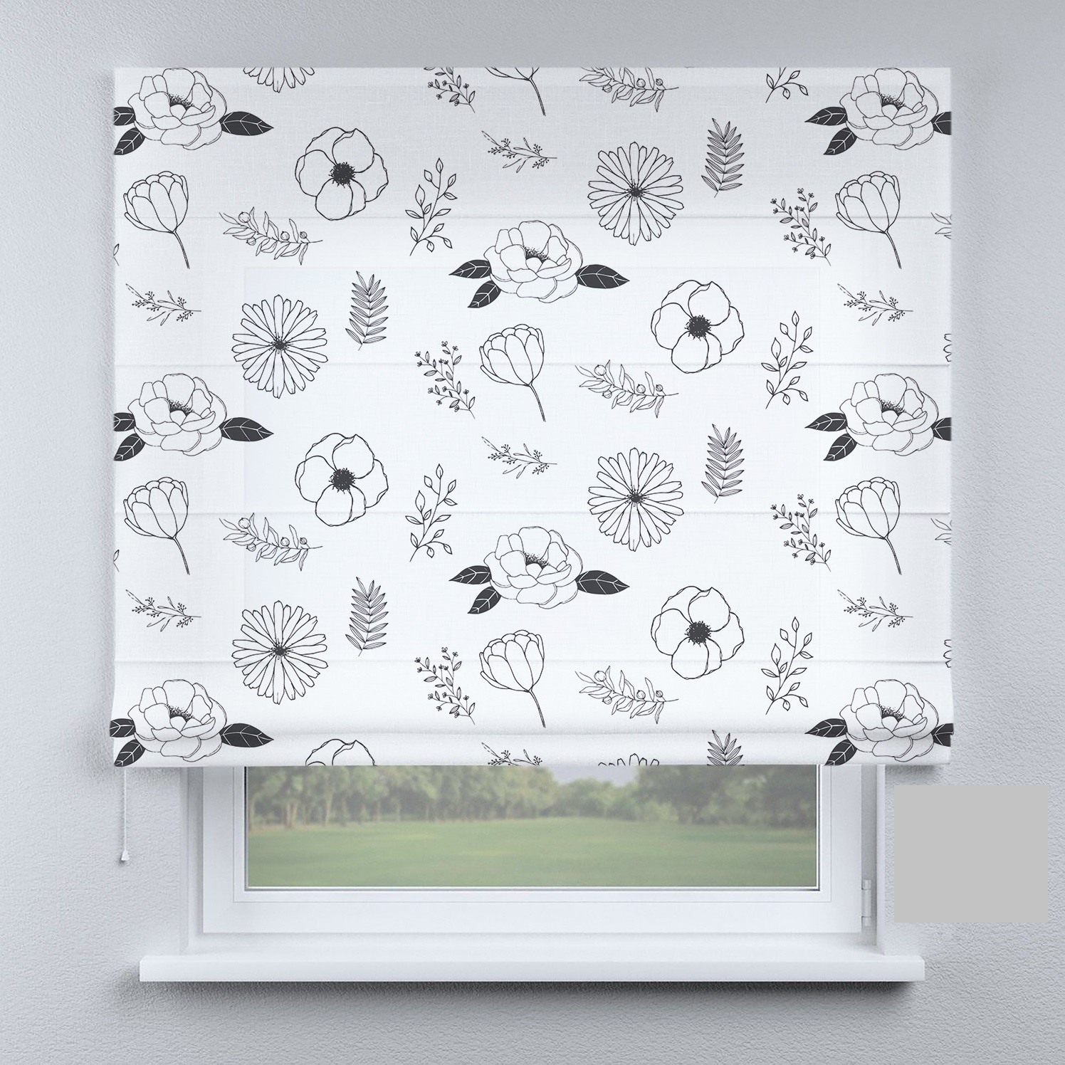 

Римские шторы DECOLIV черно-белые цветы маленькие 190*170 см