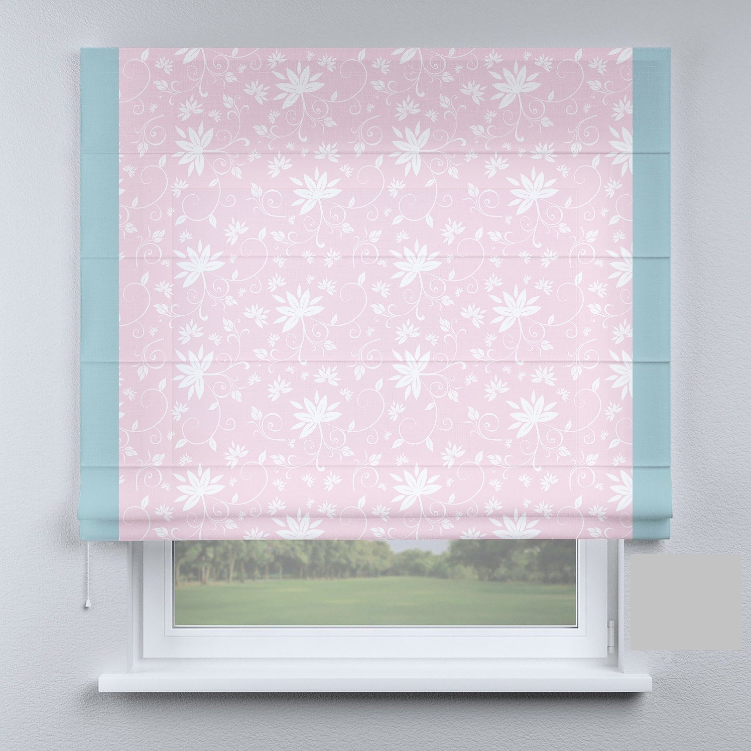 

Римские шторы DECOLIV белые листья с кантом 250*170 см