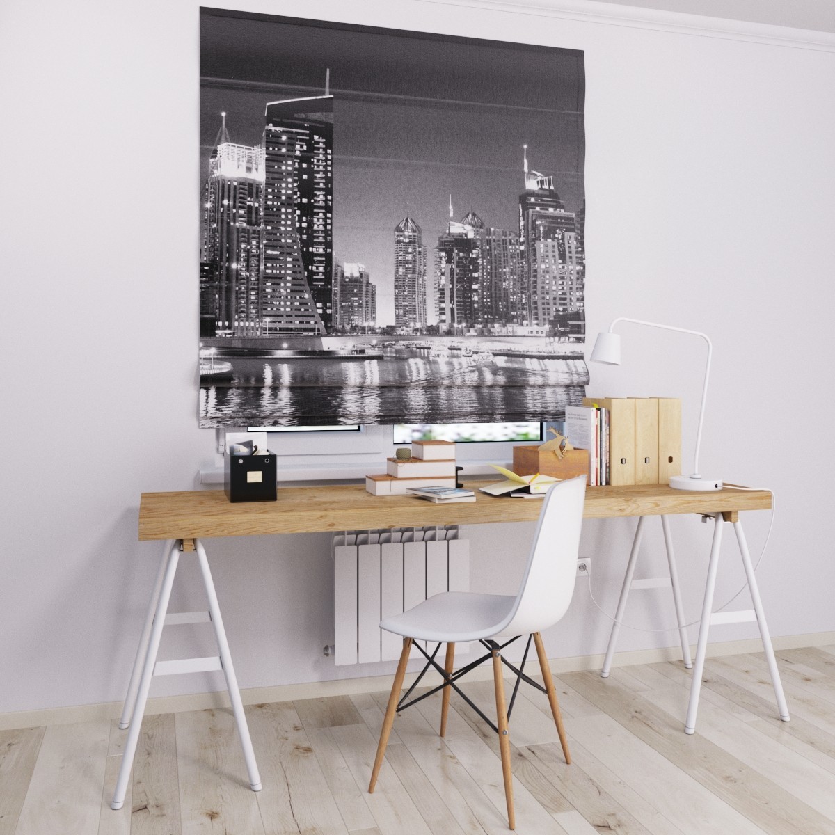 

Римские шторы DECOLIV ночной город в темном цвете 260*170 см