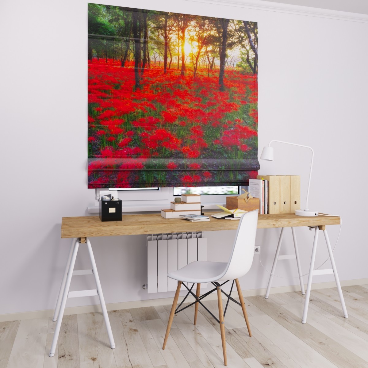 

Римские шторы DECOLIV красные цветы 220*170 см