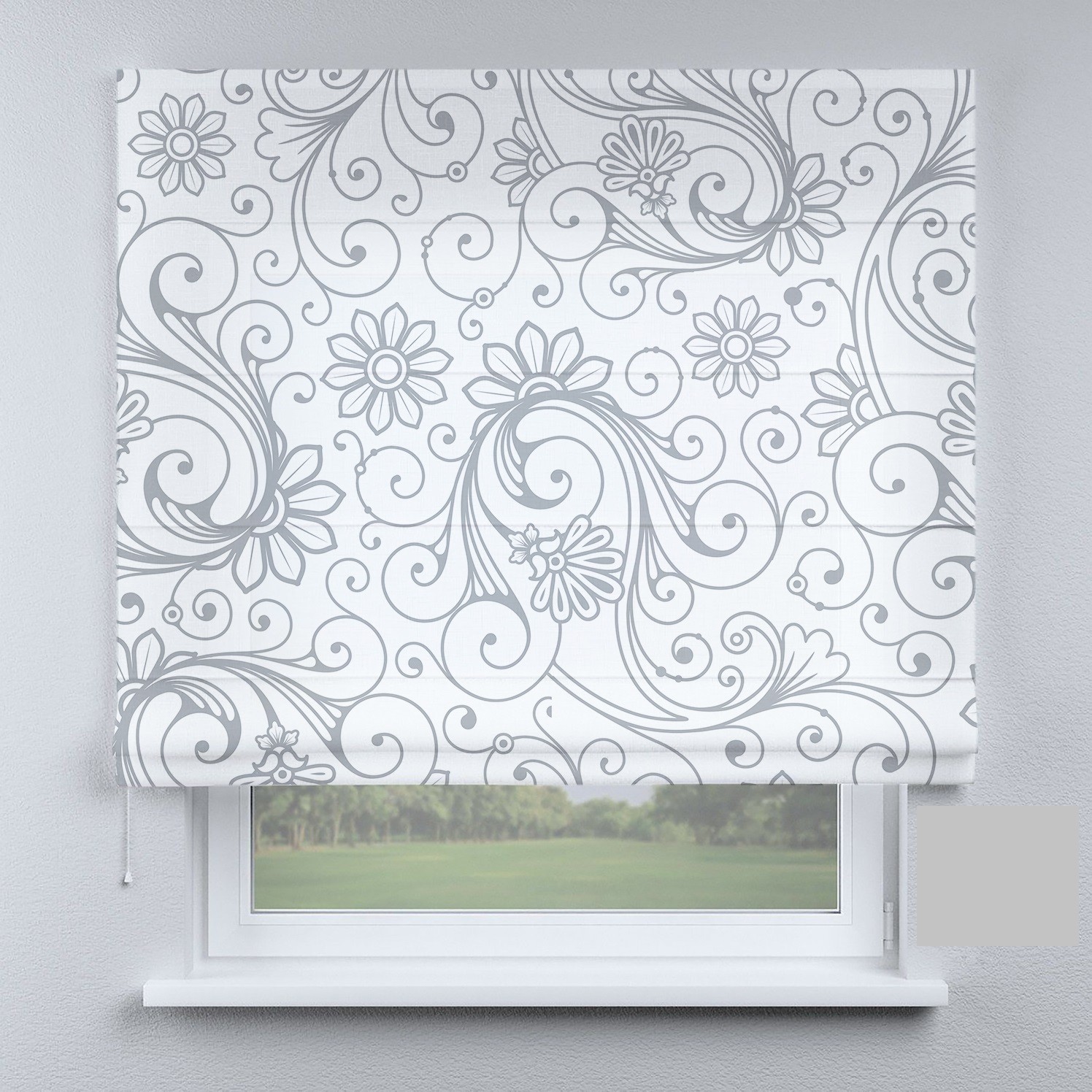 

Римские шторы DECOLIV светло-серые узоры с цветами 300*170 см