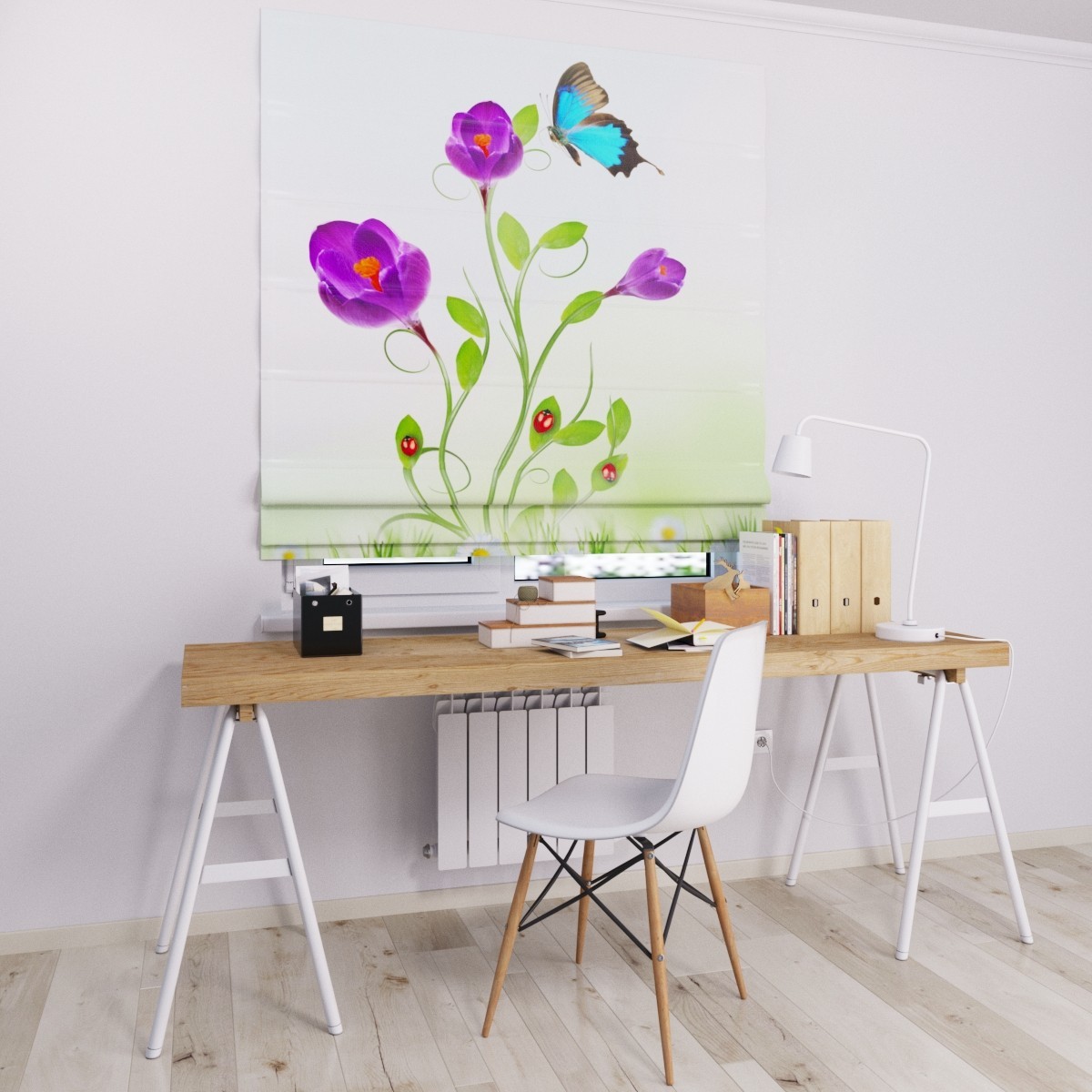 

Римские шторы DECOLIV цветы с бабочкой 50*170 см