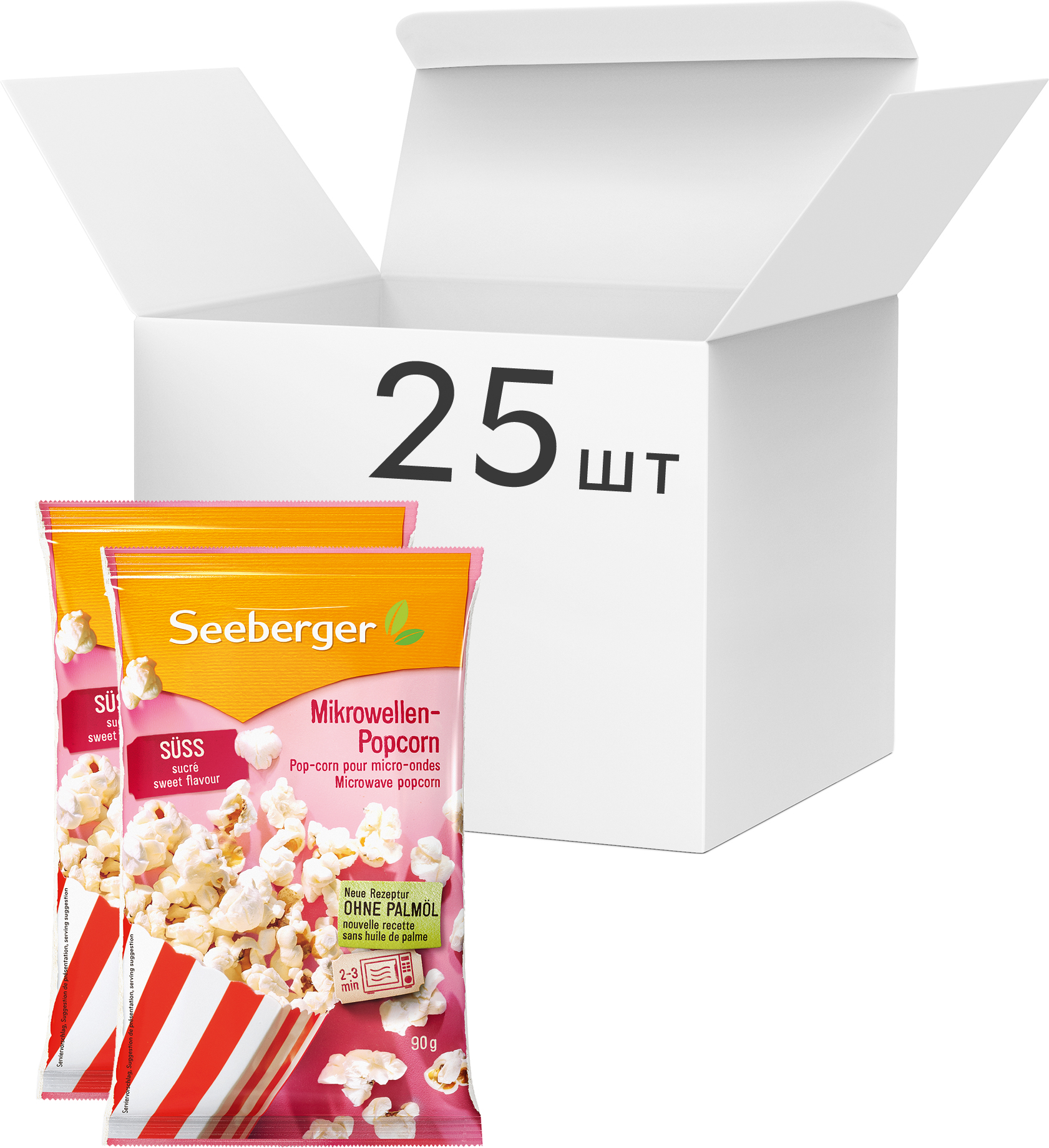 Акція на Упаковка попкорна для СВЧ Seeberger сладкого без пальмового масла 90 г х 25 шт (4008258526903) від Rozetka UA