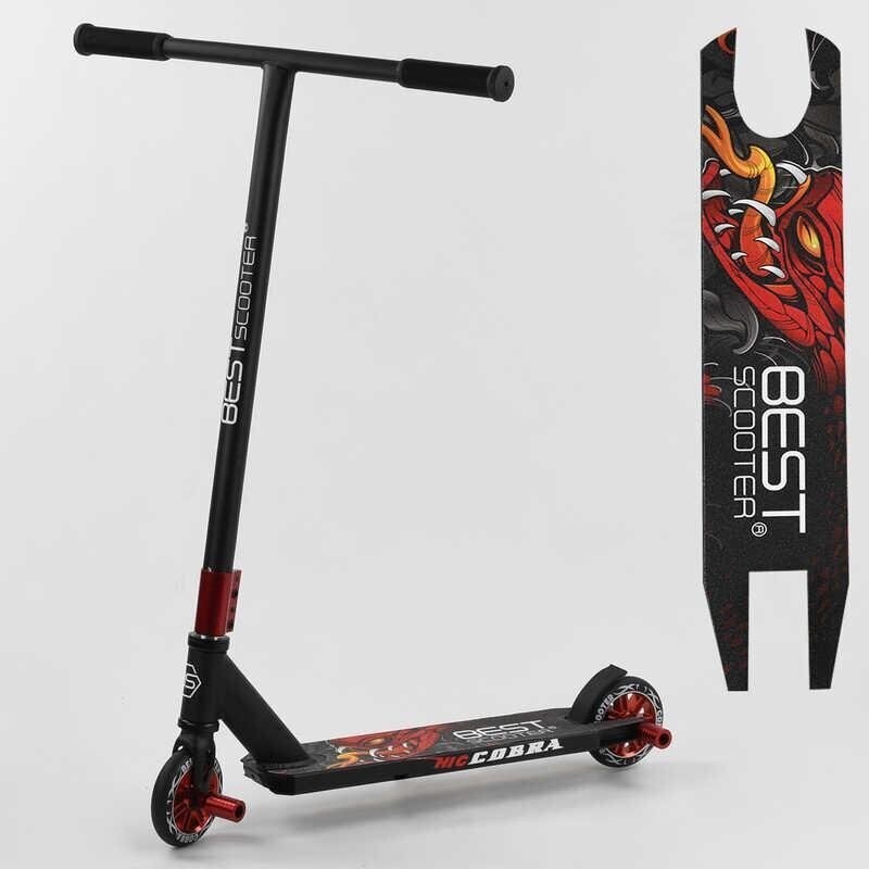 

Самокат трюковый Best Scooter CB-00959 с пегами, до 100 кг, колесо 110 мм, черный красный