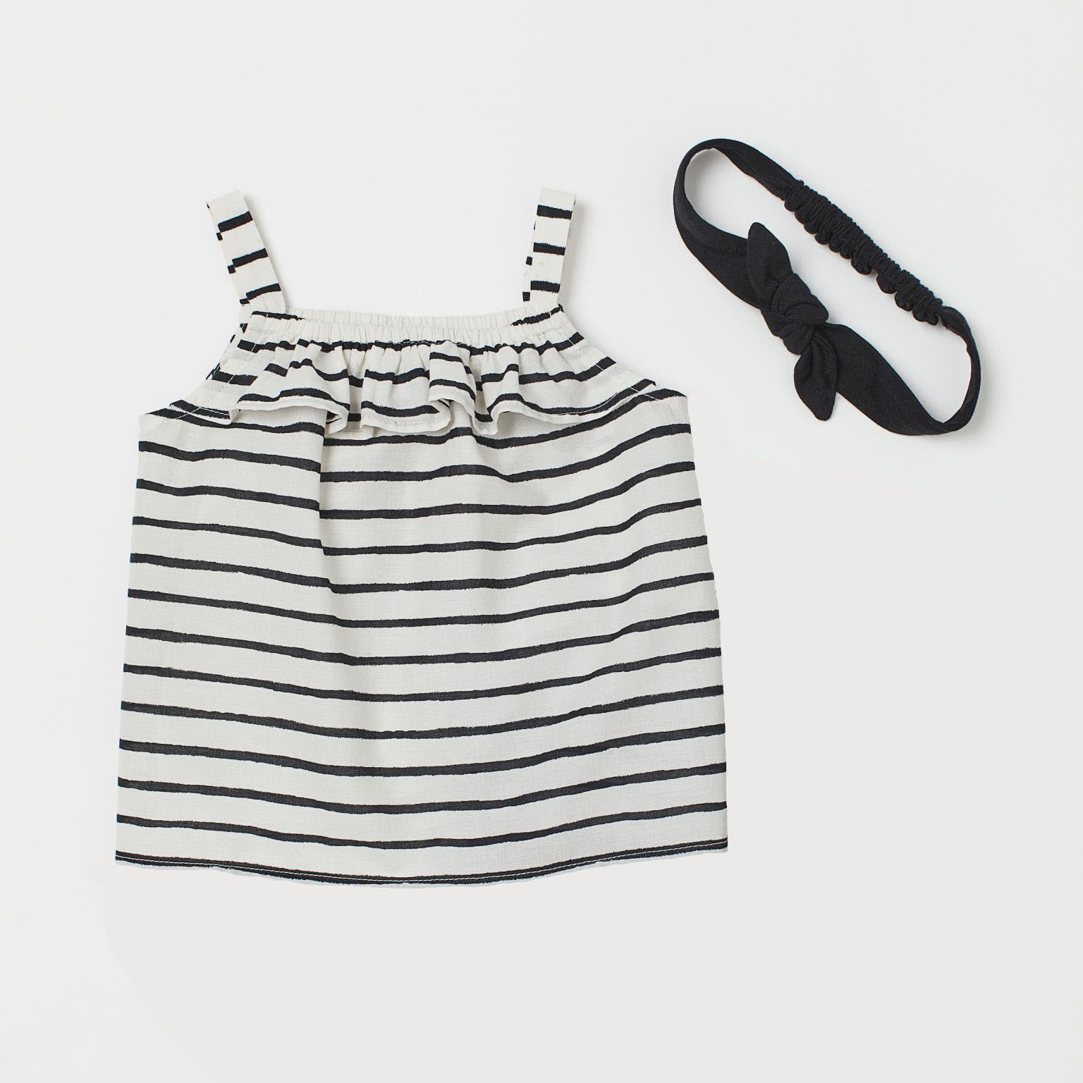 

Майка с повязкой H&M 502-82592012 86 см Бело-черная в полоску
