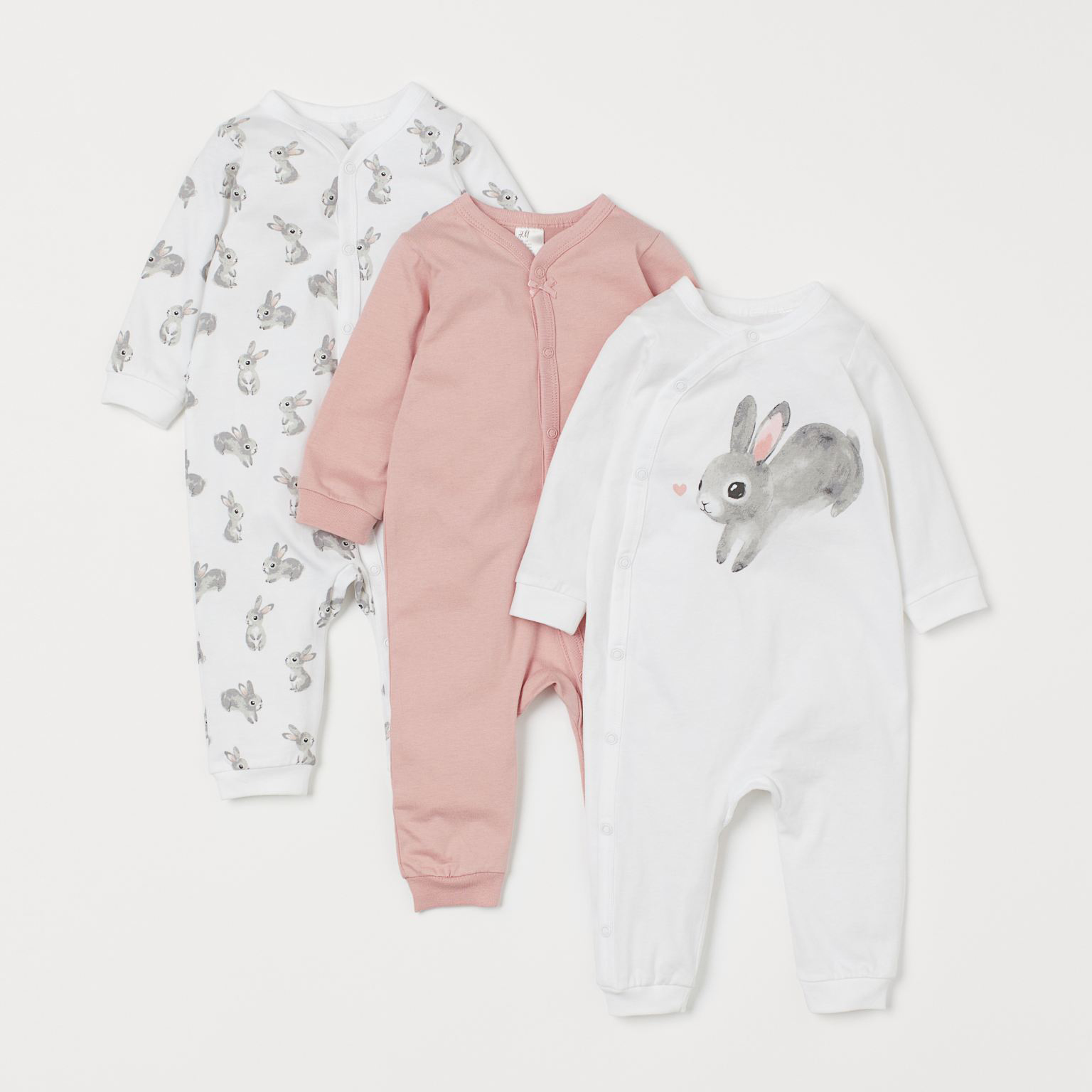 

Комбинезон-слип 3 шт H&M 402-7691021 98 см Розовый с белым (hm05792083008)