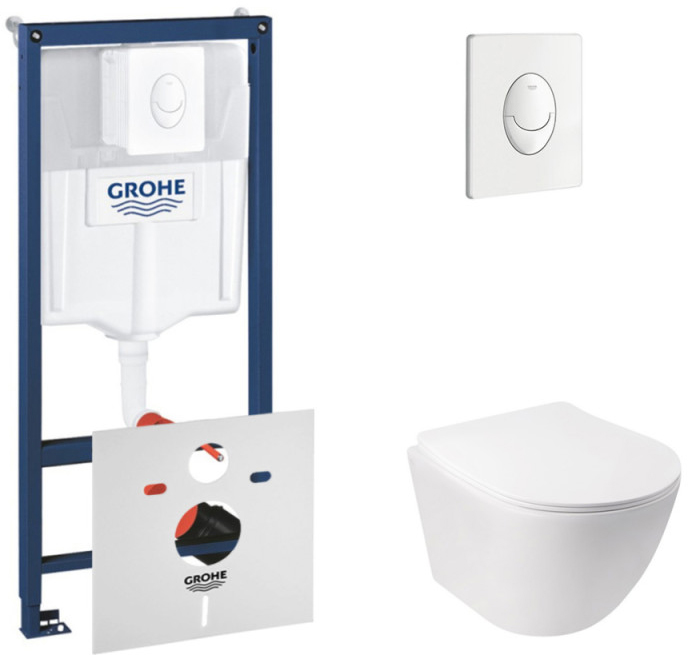 

Инсталляция GROHE Rapid SL 38722001 + унитаз QTAP Jay QT07335176W с сиденьем Soft Close дюропласт