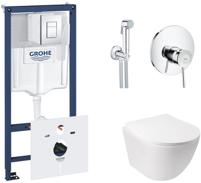 

Инсталляция GROHE Rapid SL 38827000 + унитаз QTAP Jay QT07335176W с сиденьем Soft Close дюропласт + душевой гарнитур GROHE BauClassic 2904800S