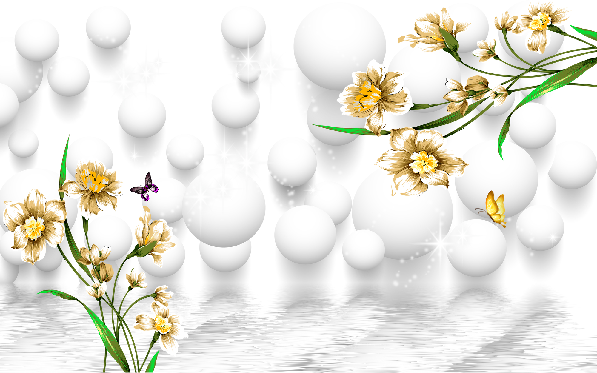 

Фотообои 3D 'Белые сферы' (3491) , Мелкий песок
