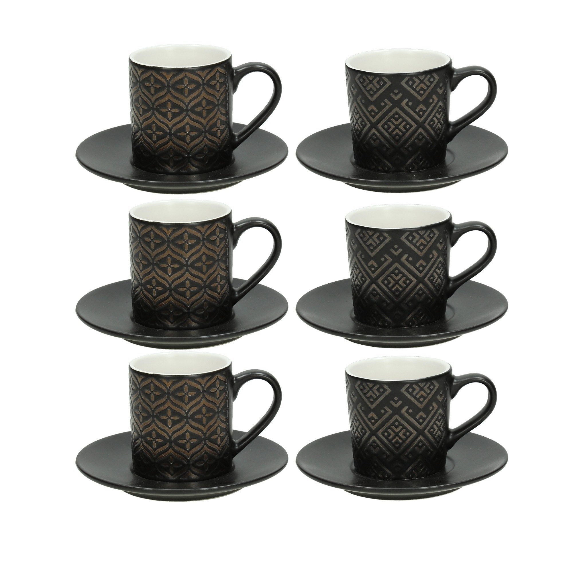 

Кофейный сервиз Tognana Relief Gold Black, 90 мл, 6 персон, керамика, черный, золотой