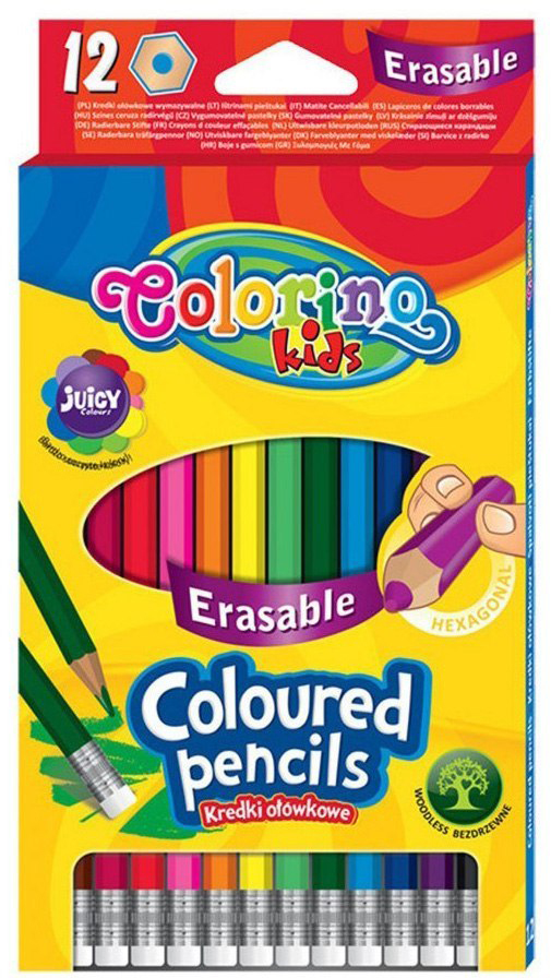 

Карандаши цветные Colorino Erasable шестигранные 12 цветов (87492PTR)