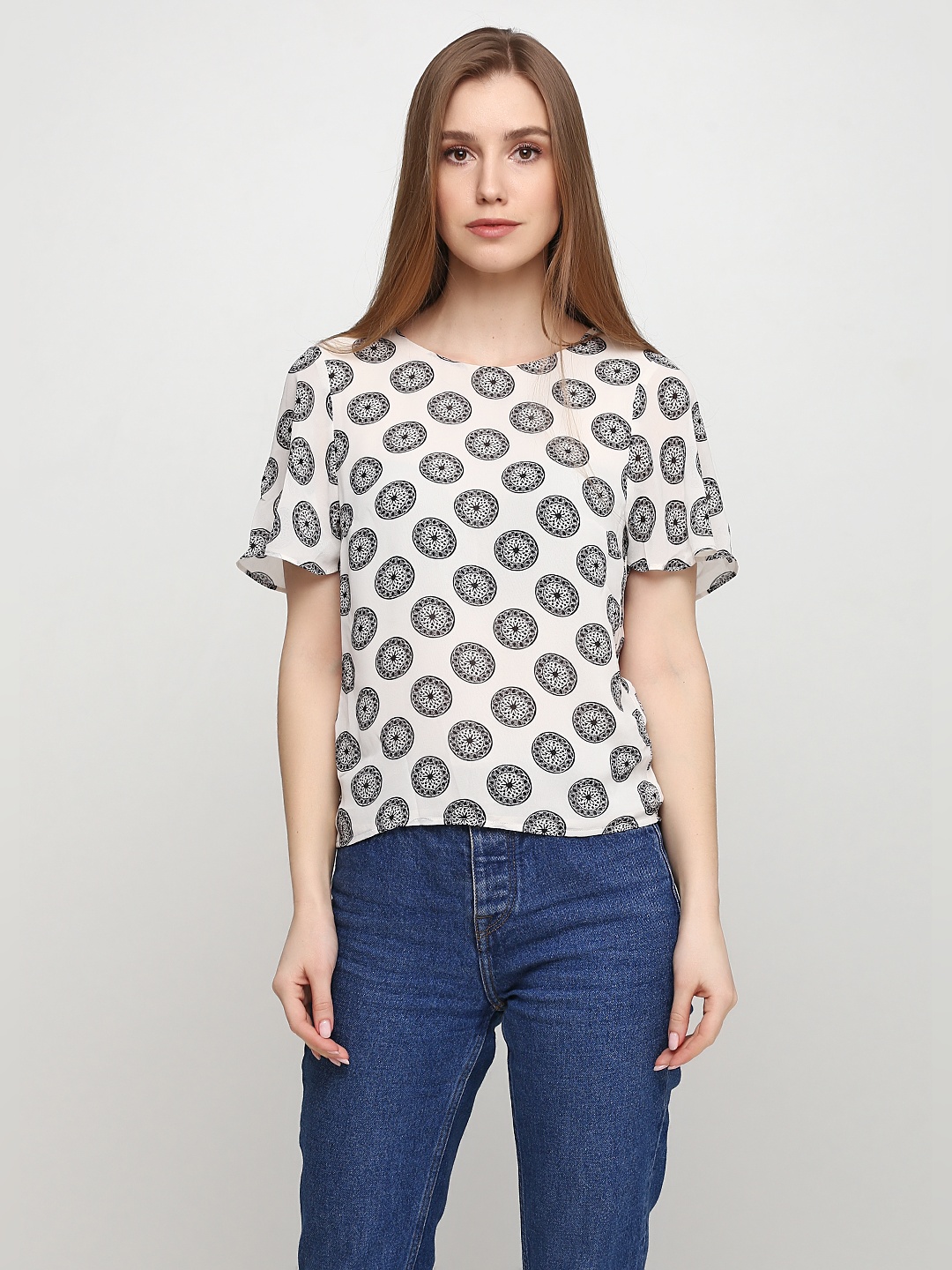 

Блузка H&M 3000812 32 Черная с белым