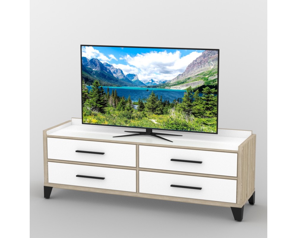 

Тумба под телевизор в гостиную из ДСП Кромка ПВХ ТВ-414 Тиса мебель Дуб сонома/Белый