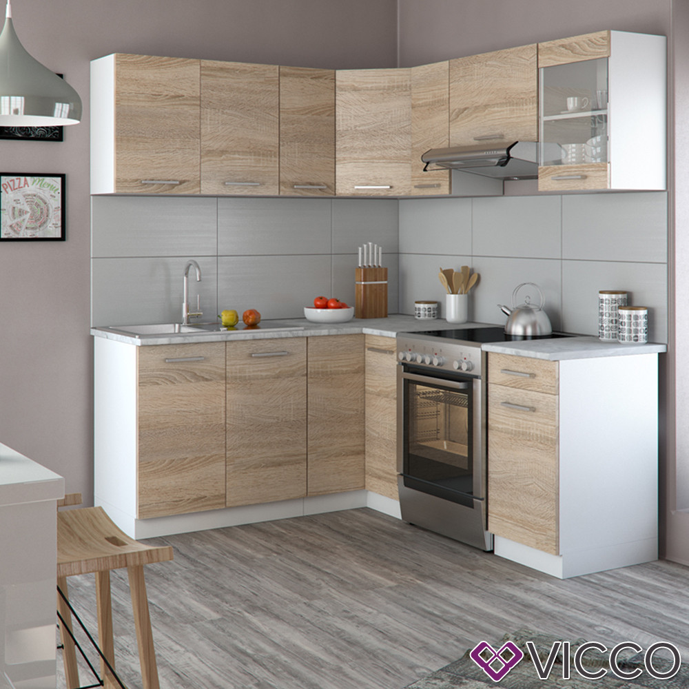 

Готовая угловая кухня Vicco Rick, 187 см, сонома