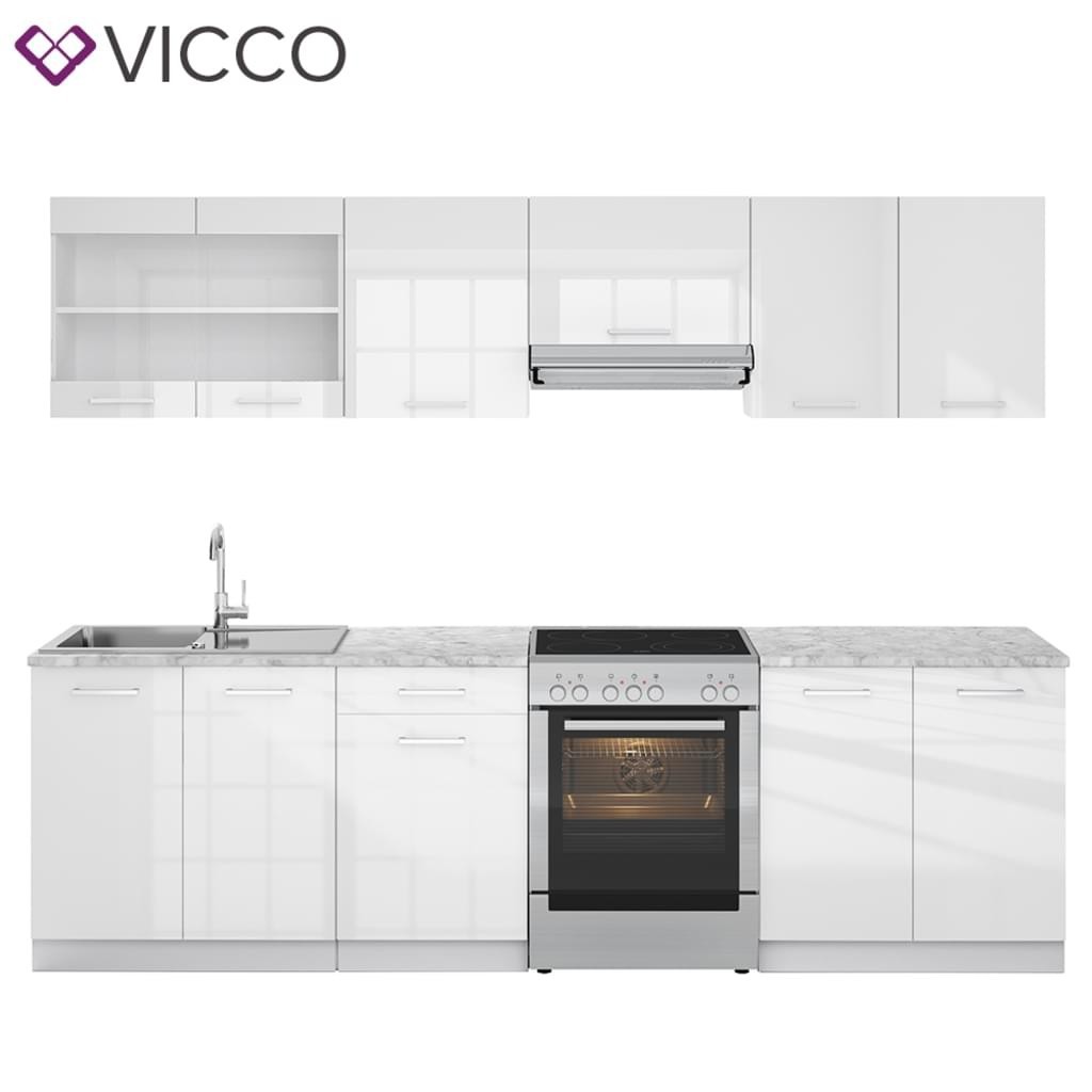 

Готовая кухня Vicco Raul, 240 см, белый глянец