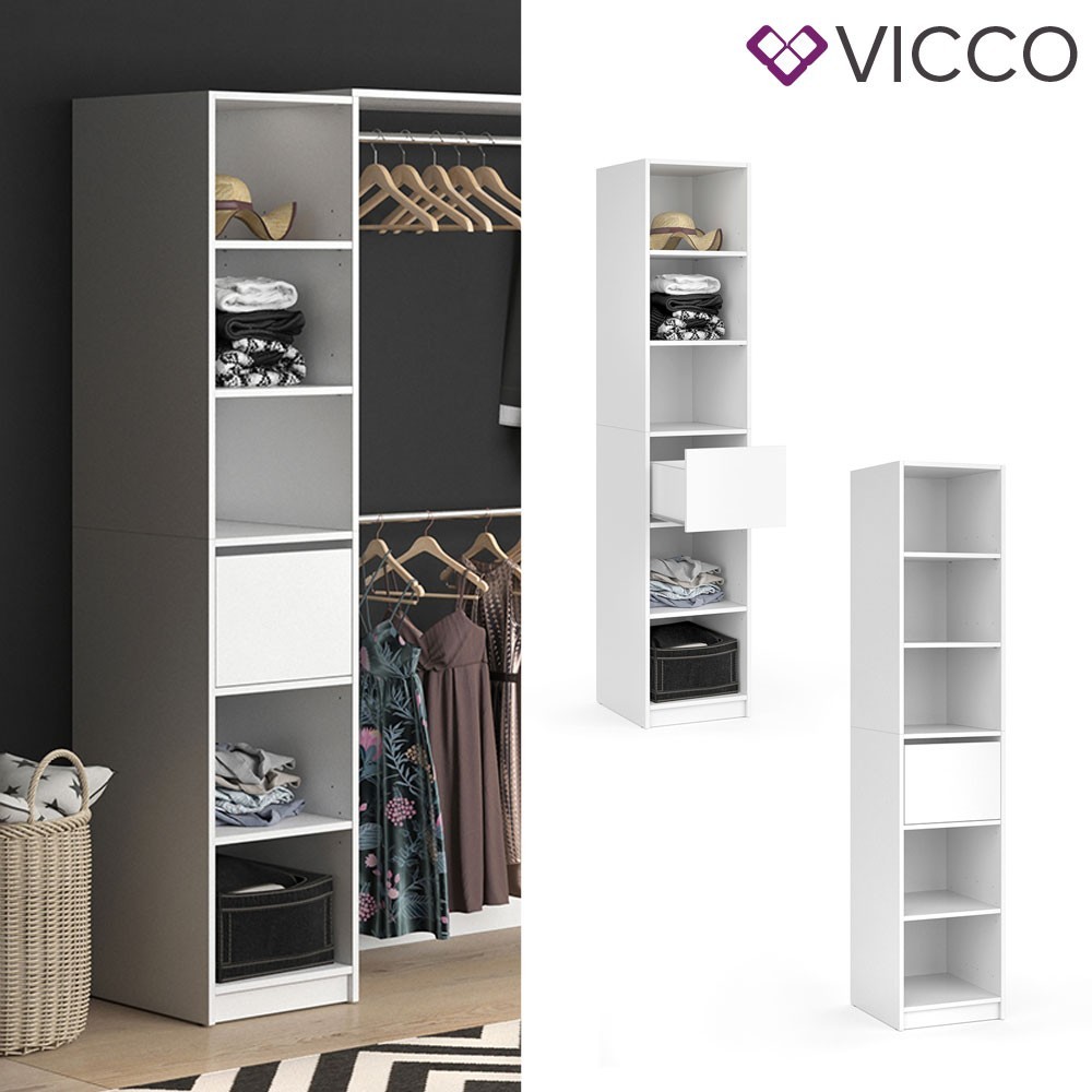 

​Гардеробный шкаф с выдвижным ящиком Vicco Visit белый