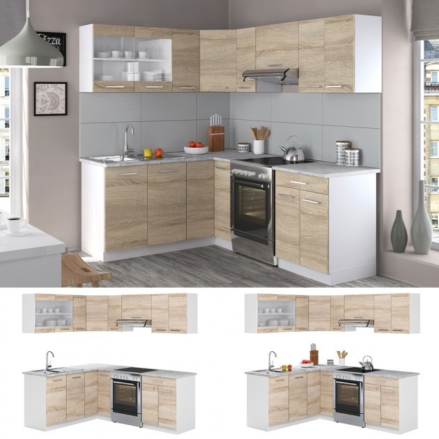 

Готовая угловая кухня Vicco Rick, 207 см, сонома