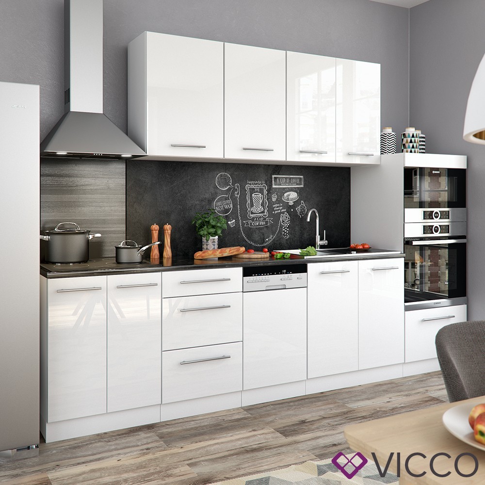 

Кухонный гарнитур 295см, модульная кухня Vicco Fame-Line, белая