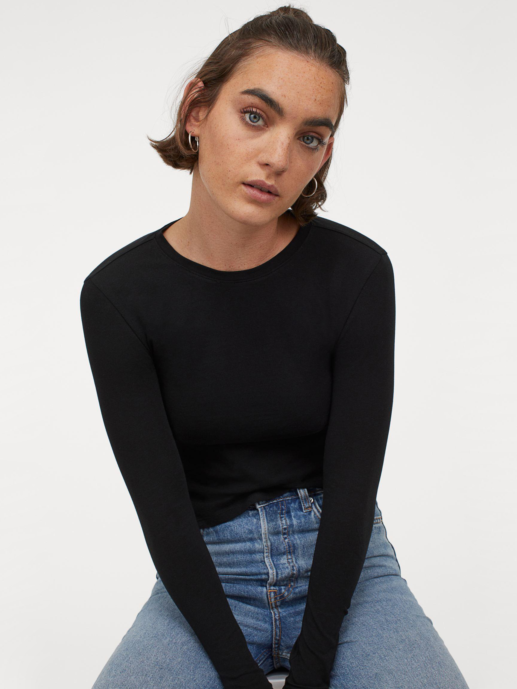 

Лонгслив H&M 7621431-AAAD S Черный