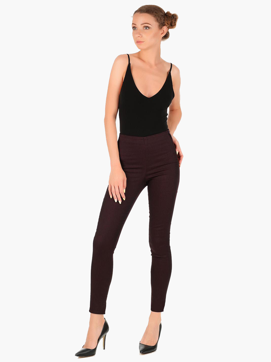 

Брюки H&M 3049464-ACXK 34 Темно-бордовые