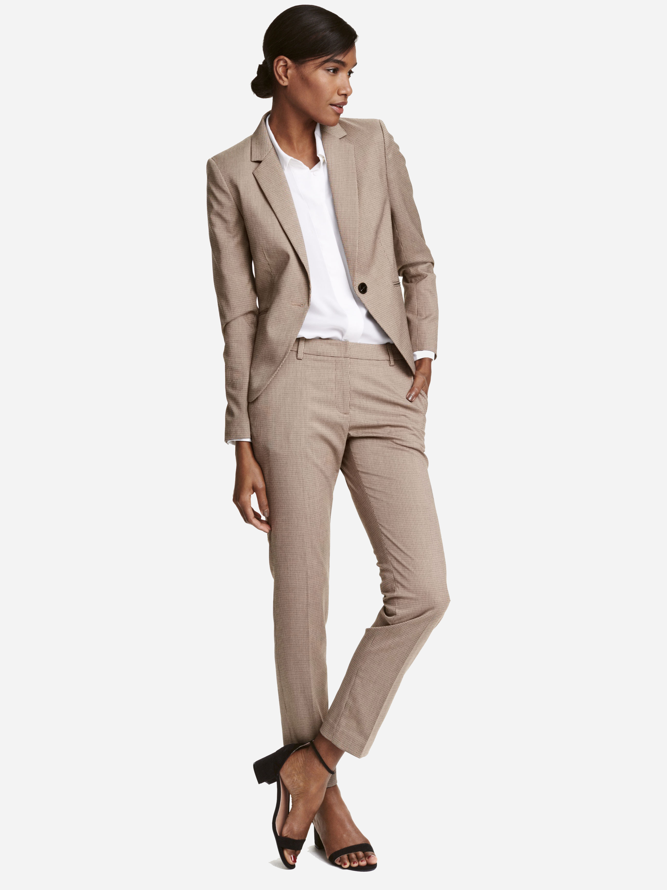 

Брюки H&M 3500824-ACGG 34 Бежевые с черно-белым