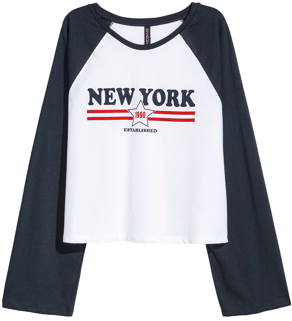 

Лонгслив H&M 0595345_new-york L Белый