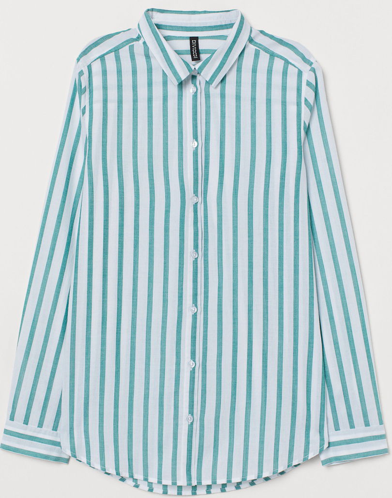 

Рубашка H&M 0697564_зел.полос. 38 Белая