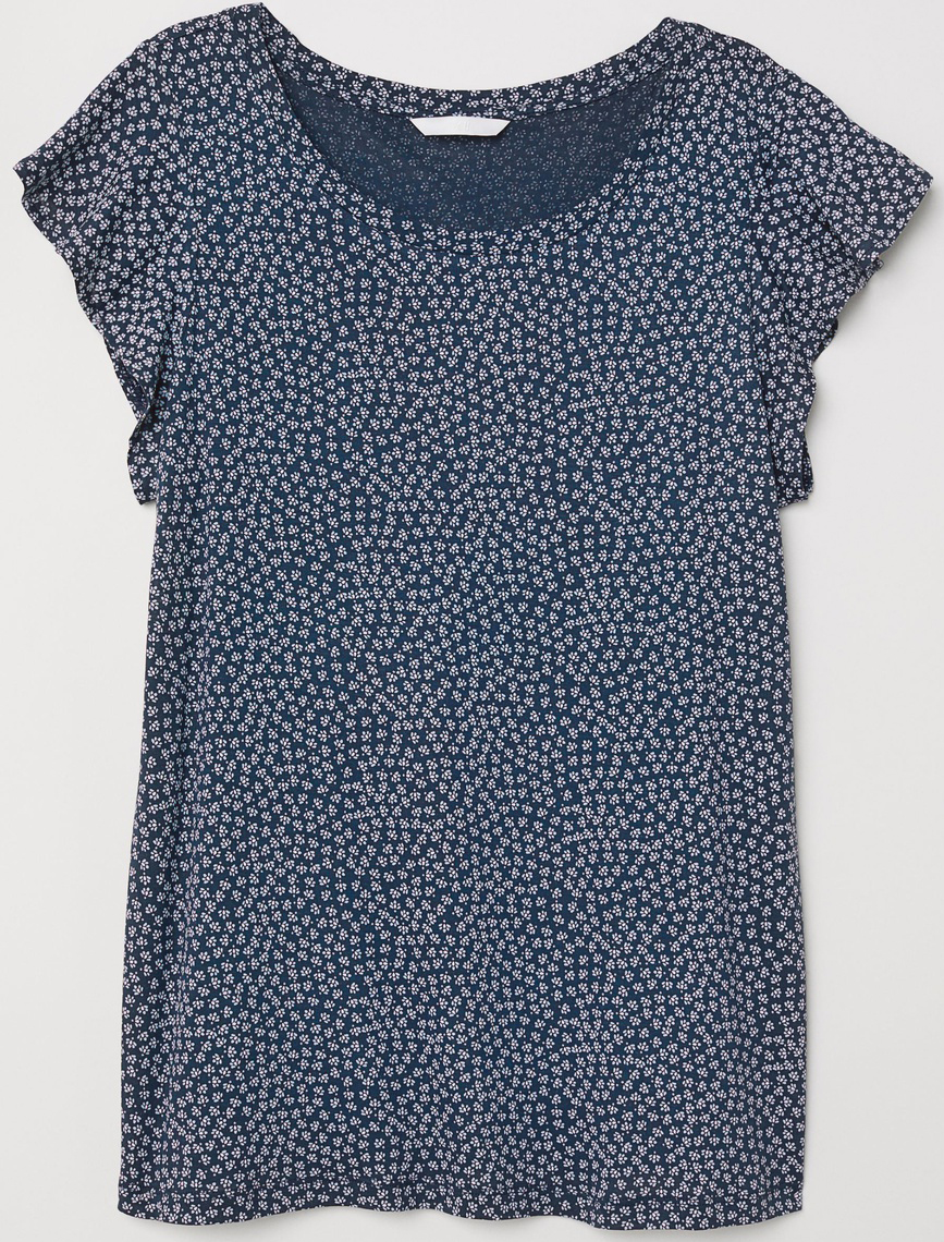 

Футболка H&M 0617169_гол_цветы XS Темно-синяя