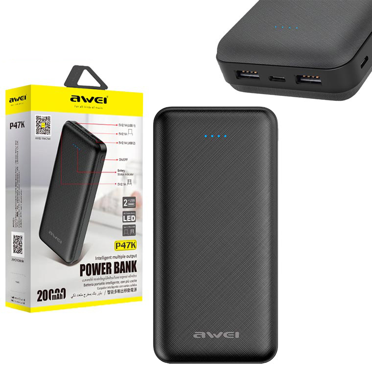 

Power Bank AWEI P47K 20000 mah черный