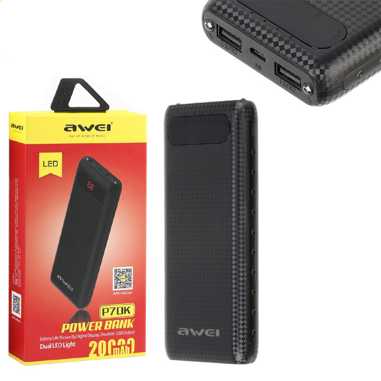 

Power Bank AWEI P70K 20000 mah черный