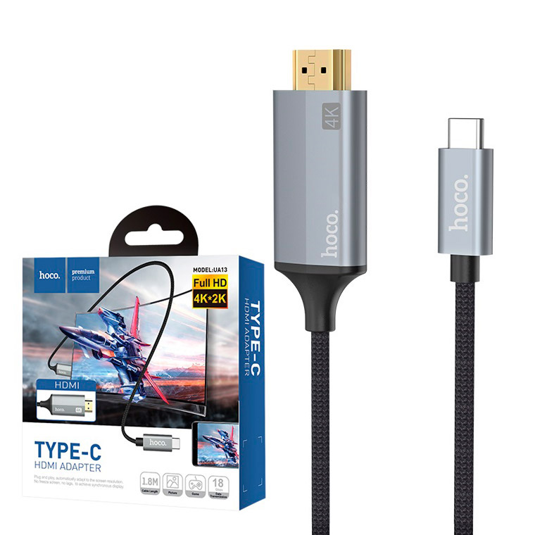 

Кабель Hoco UA13 Type C to HDMI 1.8m черный