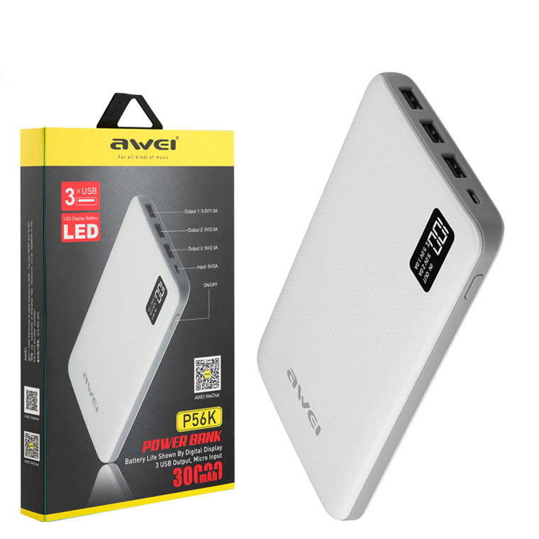 

Power Bank AWEI P56K 30000 mah белый