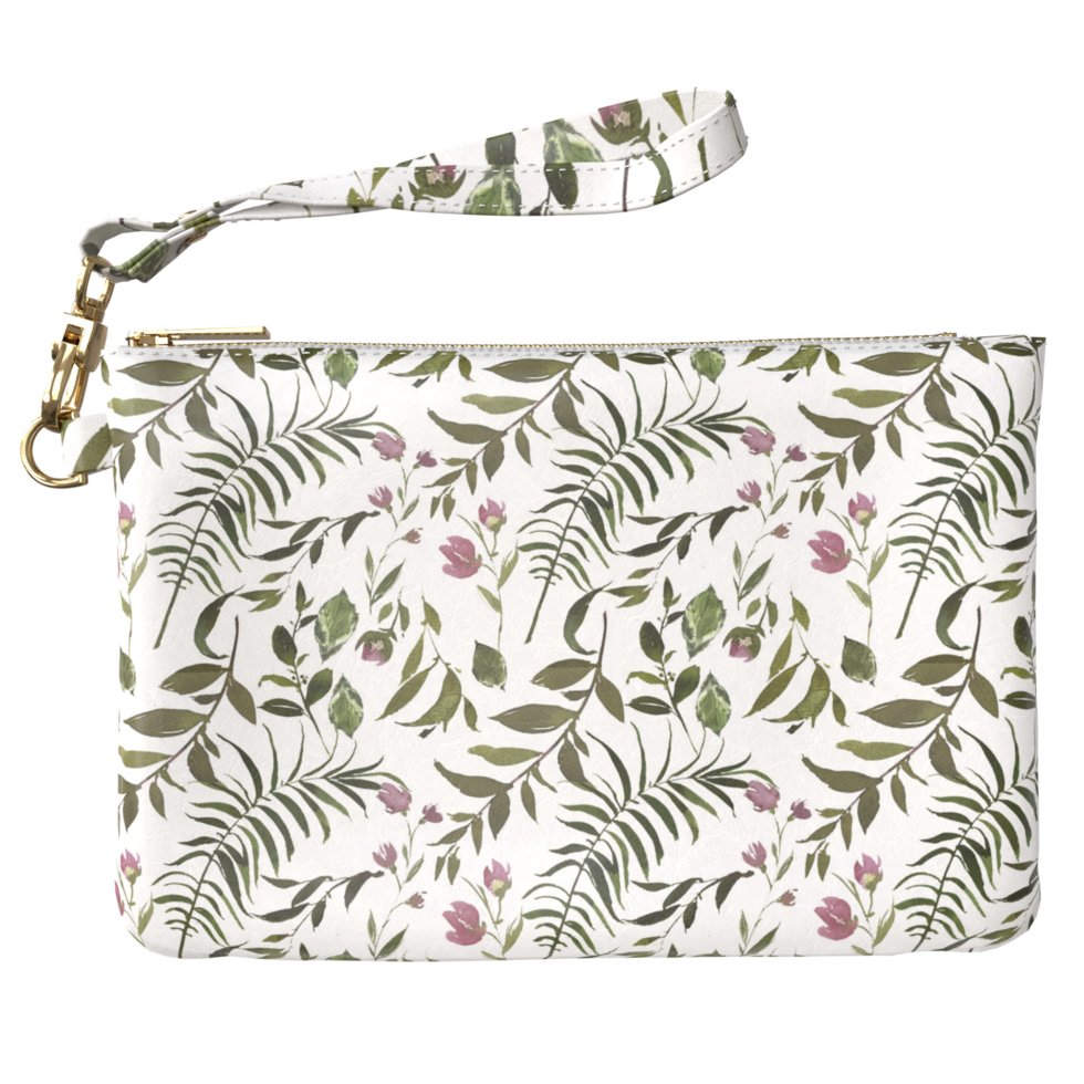 

Женская косметичка, дорожная сумочка (Луговые цветы, паттерн) ручной роботы из эко-кожи