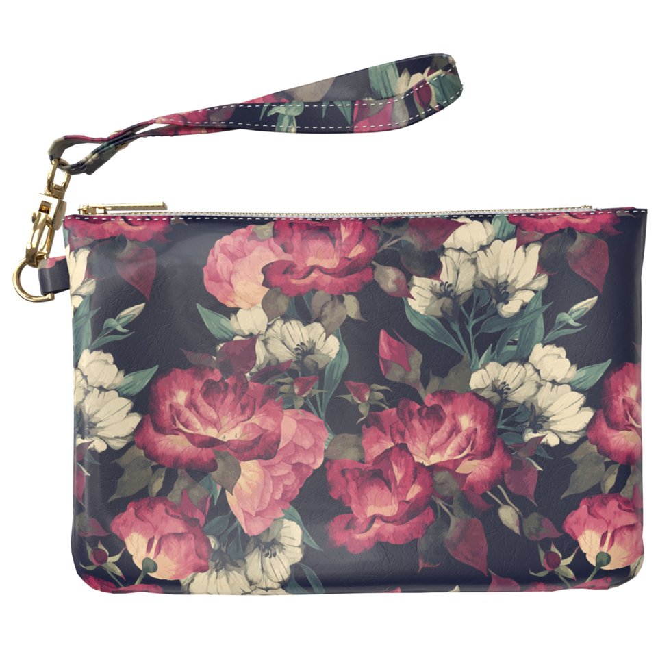 

Женская косметичка, дорожная сумочка (Винтажные красивые розы) ручной роботы из эко-кожи