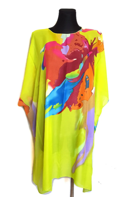 

Пляжная шифоновая туника Fashion Альмерия One Size 90*83 см салатовый
