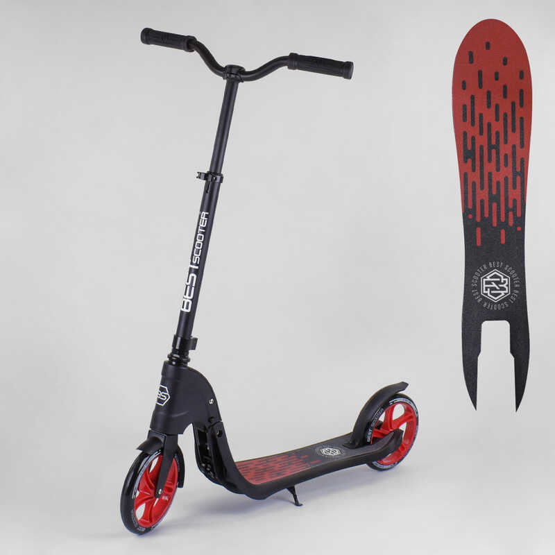 

Самокат Best Scooter 18424 черно-красный, зажим руля, колеса PU - 20 см, широкий руль