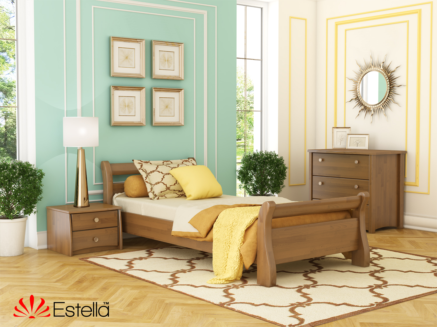 

Кровать односпальная Диана Estella 80х190 103 - светлый орех Щит Л25