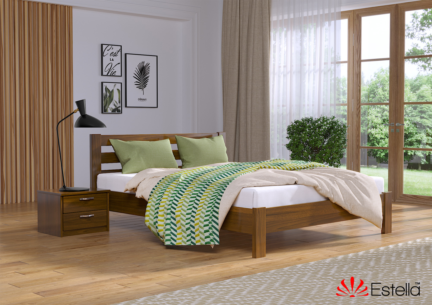 

Кровать односпальная Рената Люкс Estella 90х190 103 - светлый орех Масив Л4