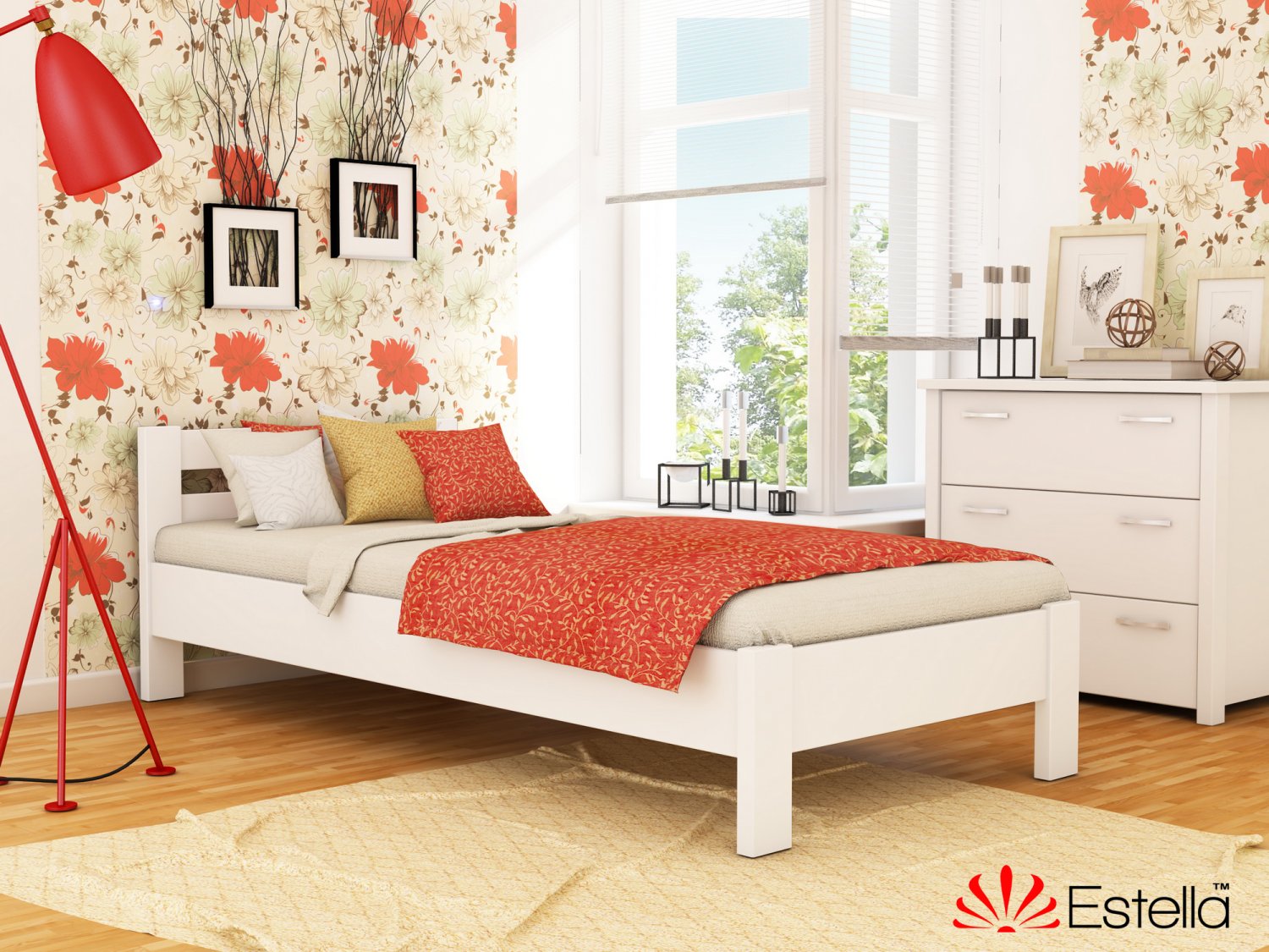 

Кровать односпальная Рената Estella 80х190 107 - белый Масив Л4