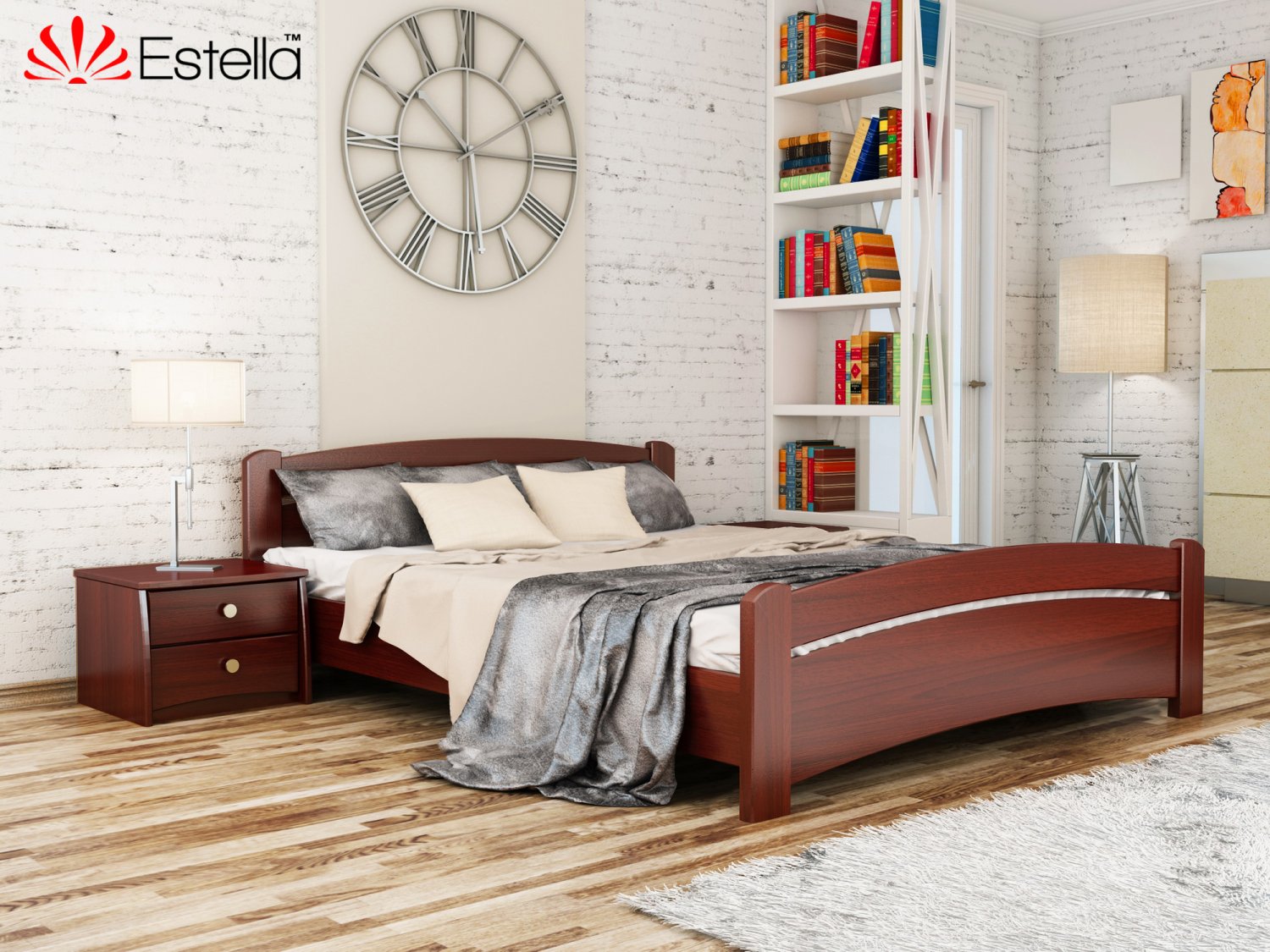 

Кровать двуспальная Венеция Estella 140х190 104 - красное дерево Масив 2Л25