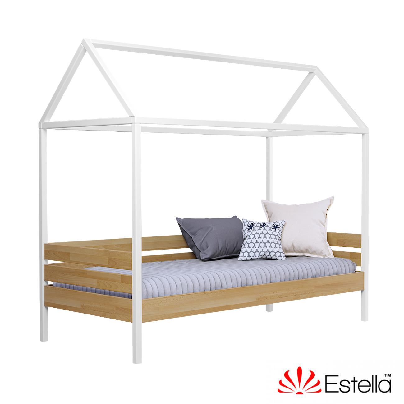 

Кровать детская Амми без ящиков Estella 80х190 172 - бук/белый Щит Л4