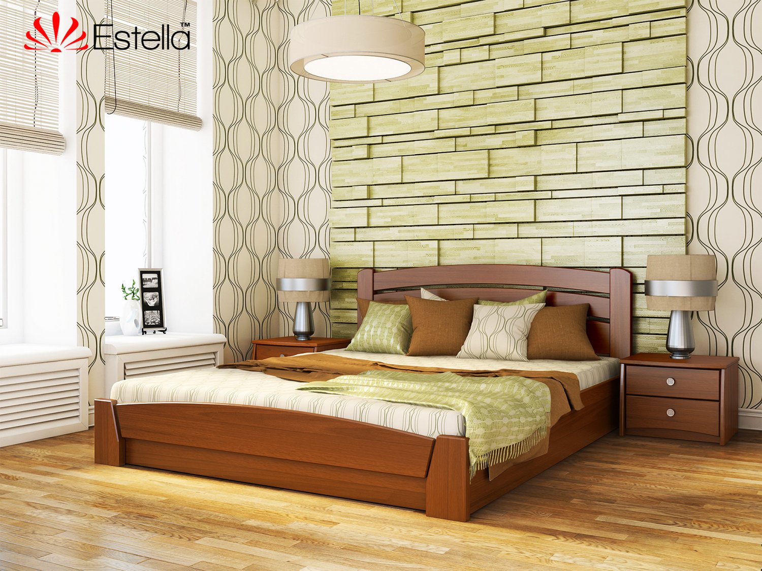 

Кровать двуспальная Селена Аури Estella 180х190 105 - ольха Масив 2Л25