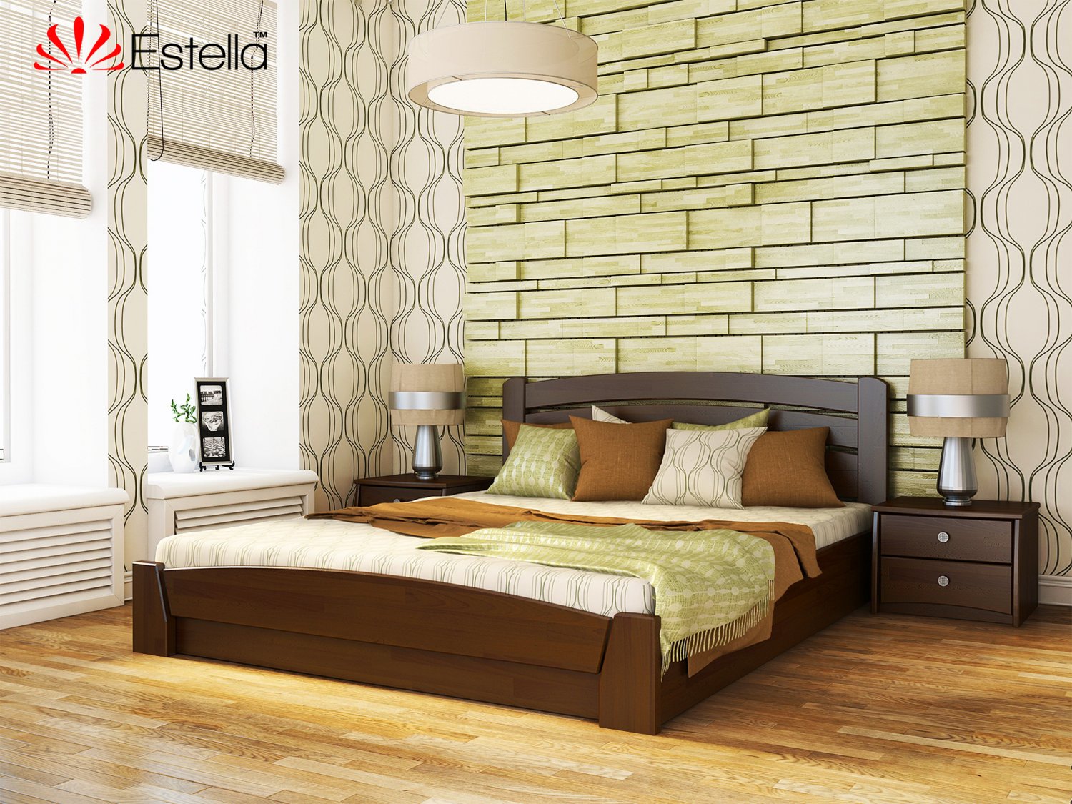 

Кровать двуспальная Селена Аури Estella 120х190 101 - темный орех Щит 2Л25