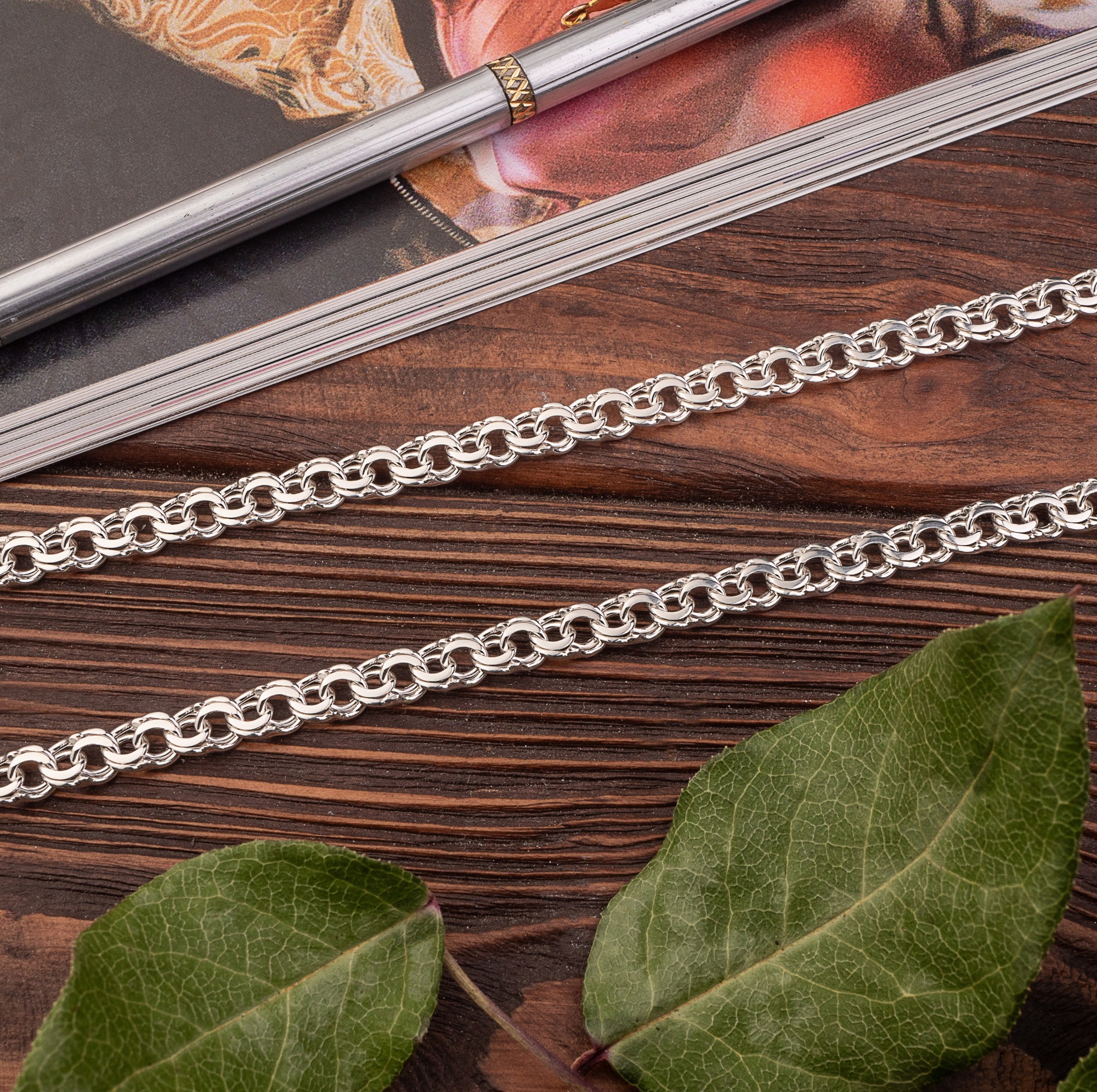 

Серебряная цепочка Плоский (классический) бисмарк 50 см 27,05 грамм арт 102