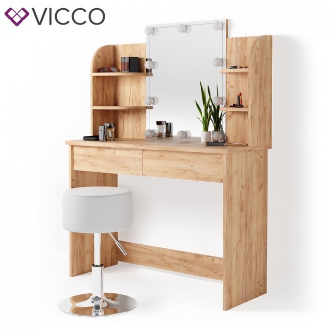

Туалетный столик с подсветкой и стулом Vicco, сонома