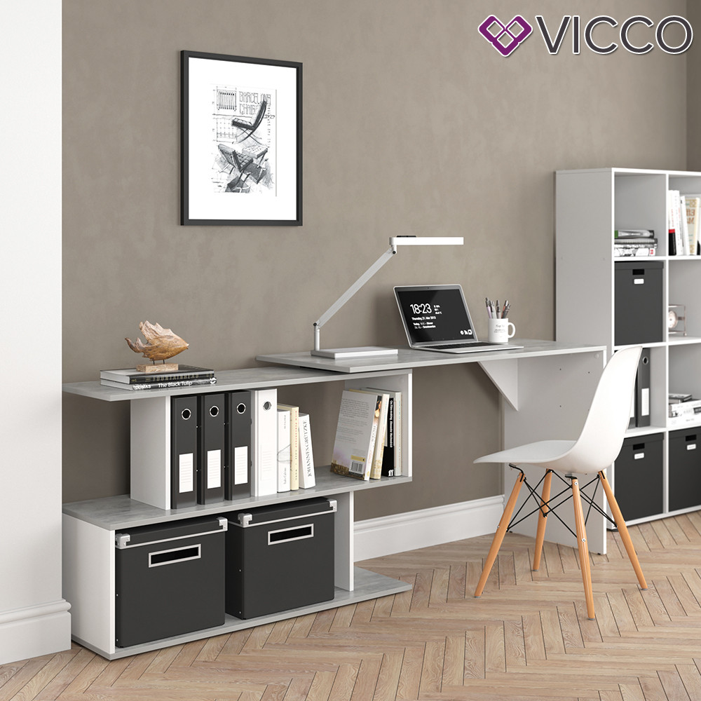 

Угловой стол Vicco Levia компьютерный стол белый бетон