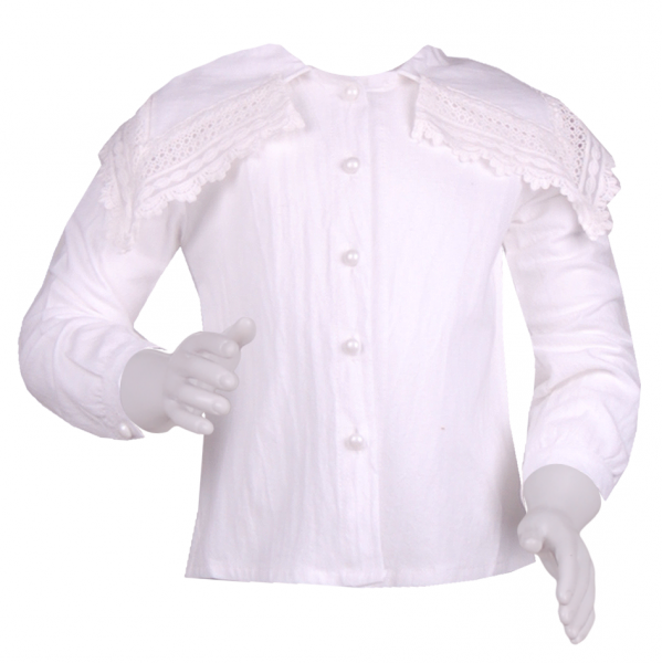 

Блузочка с откидным воротником и кружевом 4 года (104 см) Z 30084-white белый цвет