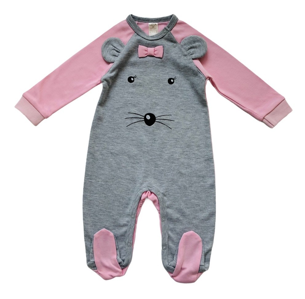 

Человечек Мышка Baby Boom с ушками розовый для девочки р 68