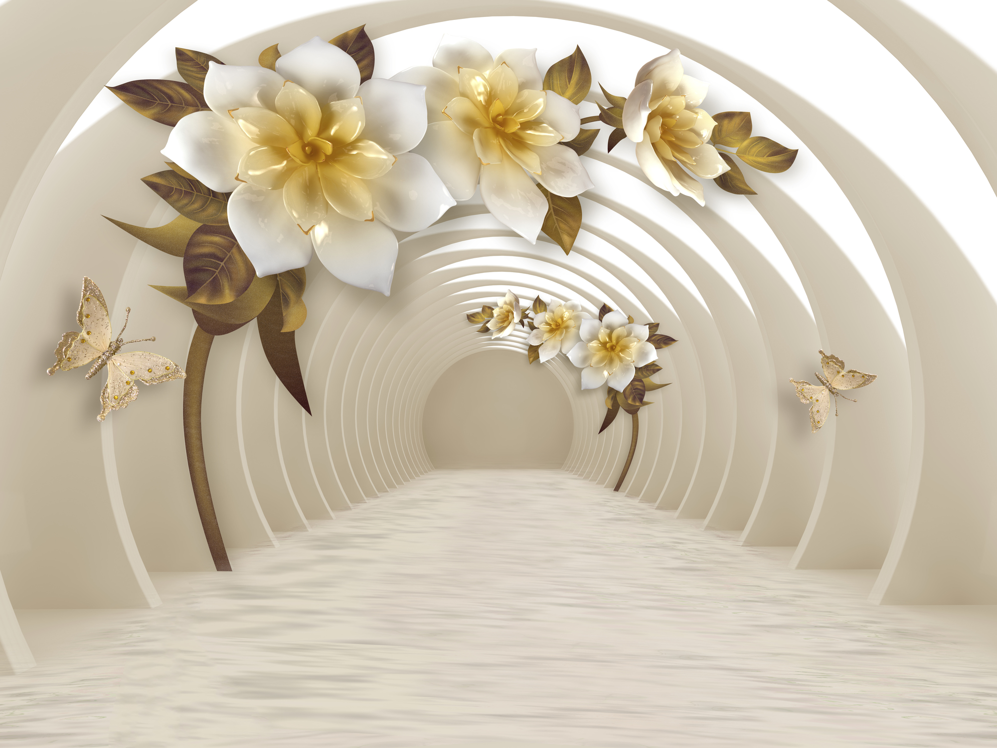 

Фотообои 3D 'Тунель с цветами' (3989) , Фреска