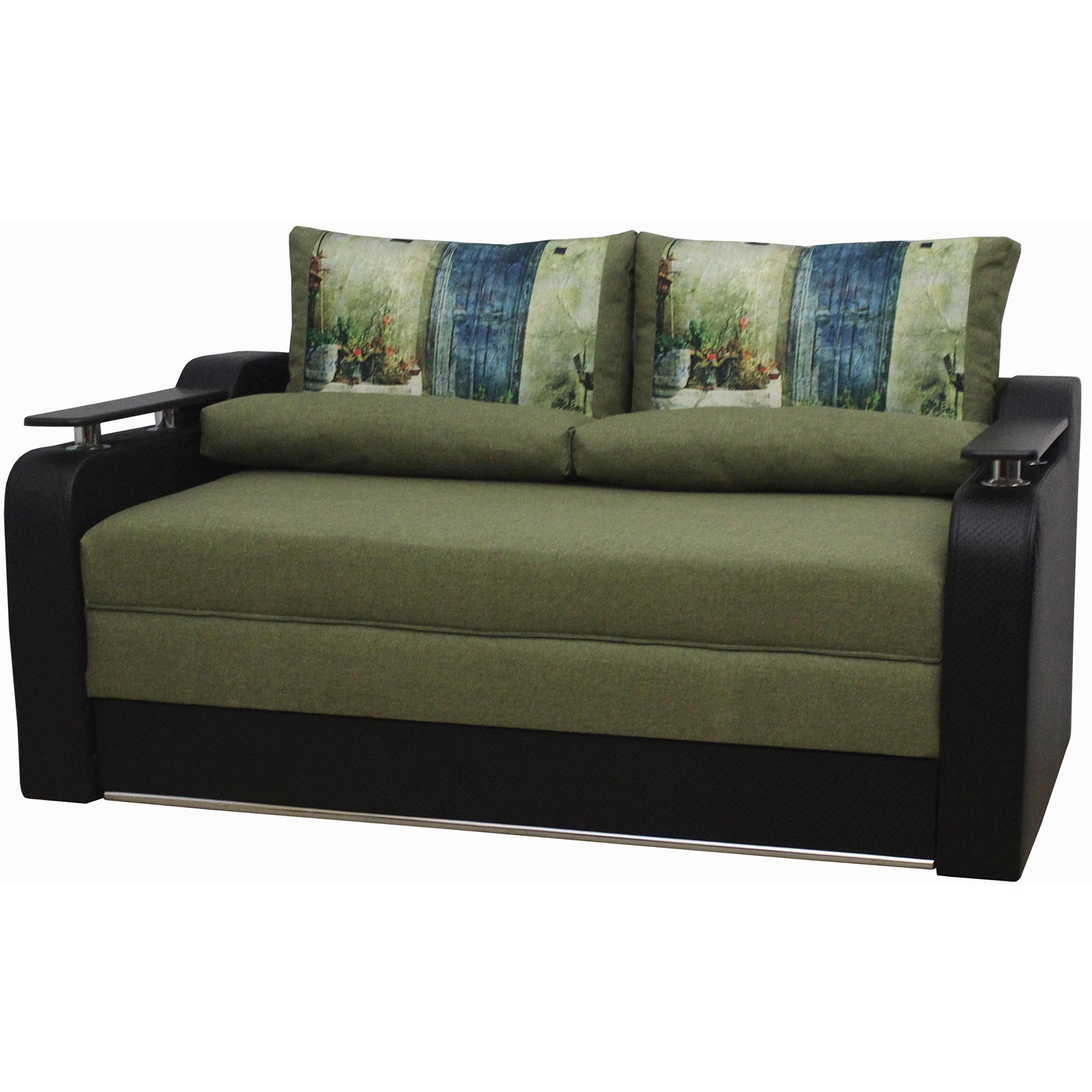 

Прямой диван Лотос-Браво (Мебель Софиевки) Черный + зеленый 105х190 см 11120_45